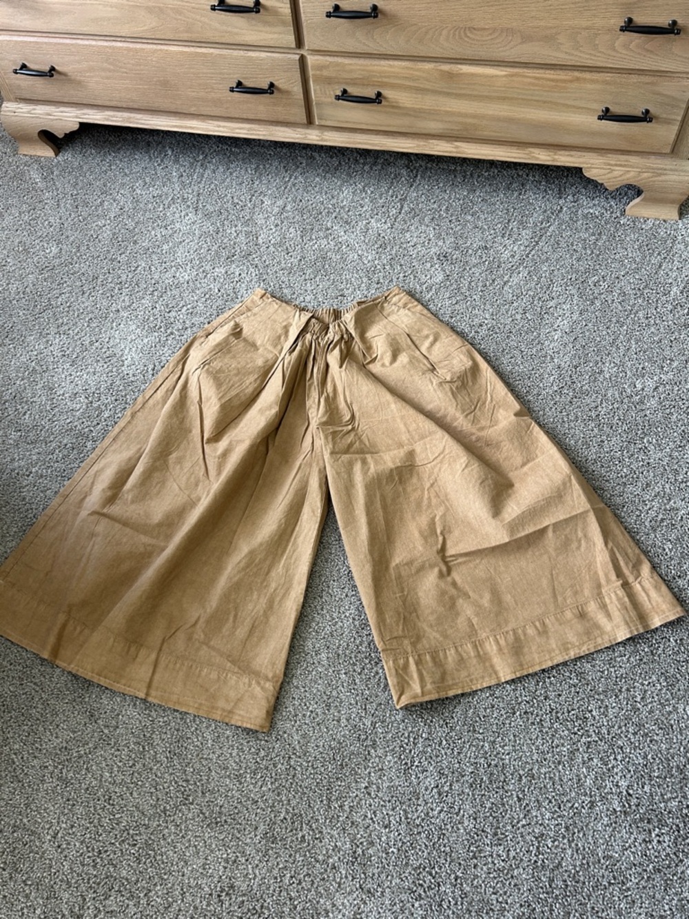 Free People Wide Leg Cropped Pants in Tan